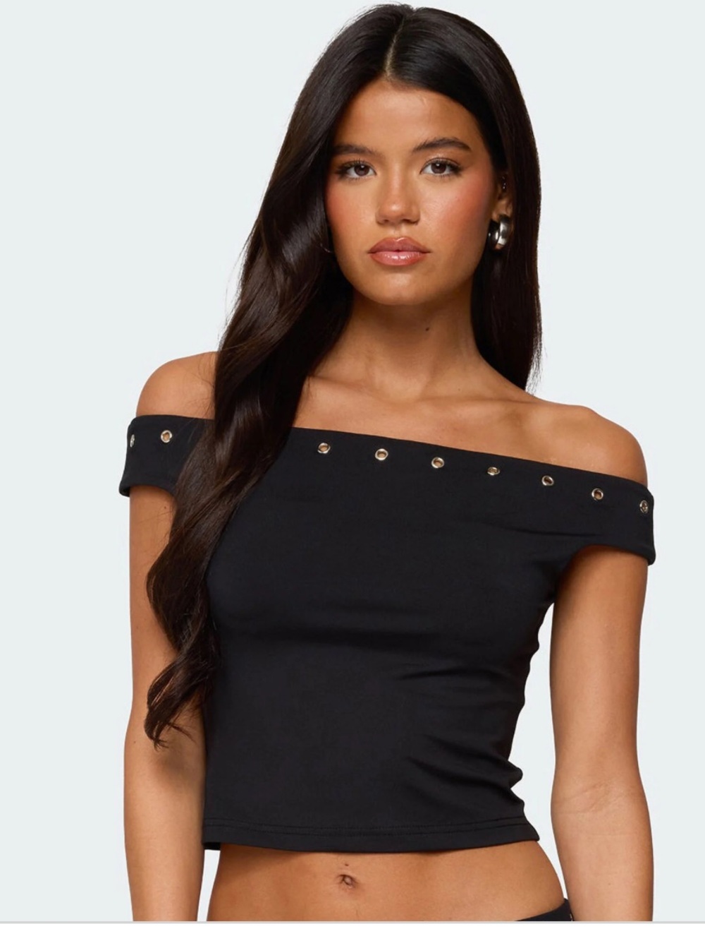 Edikted Neriah Grommet Off Shoulder Top NWT